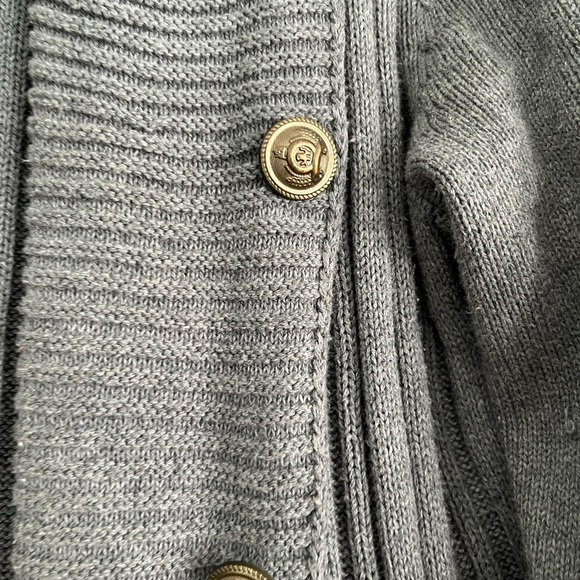 New Directions Ladies Gray Cardigan with gold buttons - Picture 4 of 7